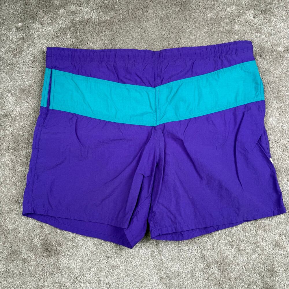 OP Ocean Pacific Swim Trunks Size L Purple Teal Color Block Retro 90s